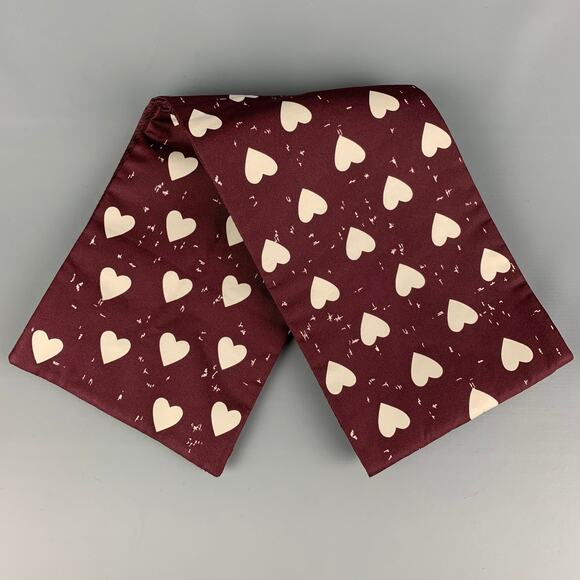 BURBERRY PRORSUM Burgundy White Heart Silk Wool Scarf - Picture 1 of 4